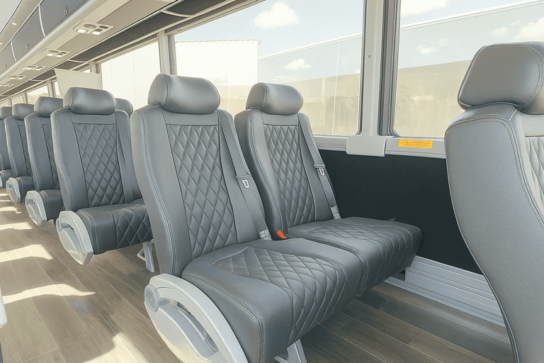 interior of Elizabeth Coach Bus Service charter bus