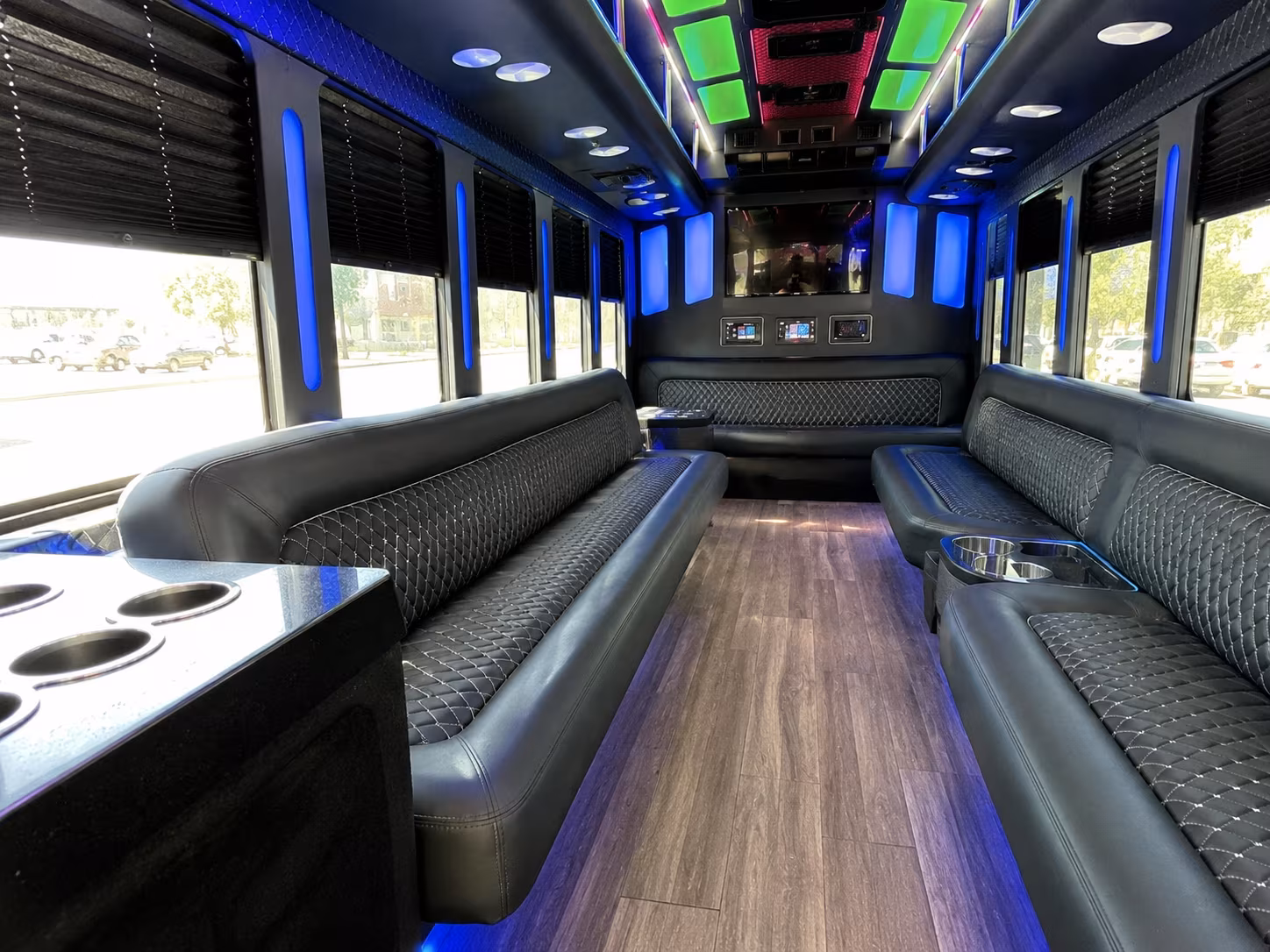 elizabeth 15 passenger party bus inside