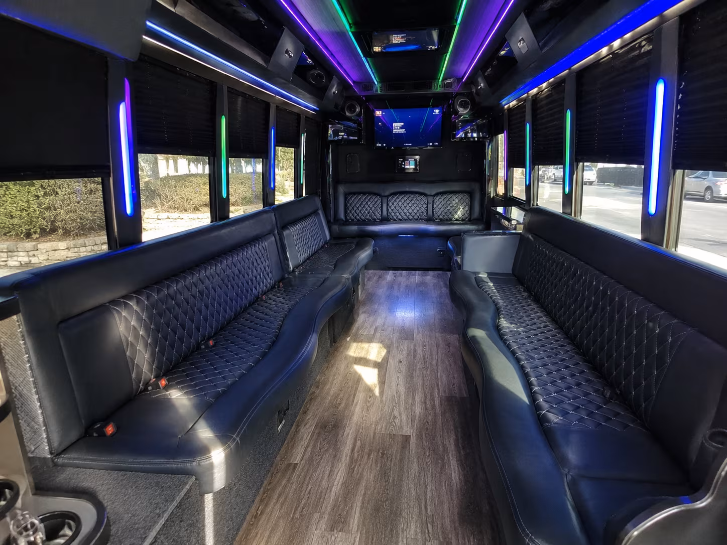 elizabeth 15 passenger party bus interior