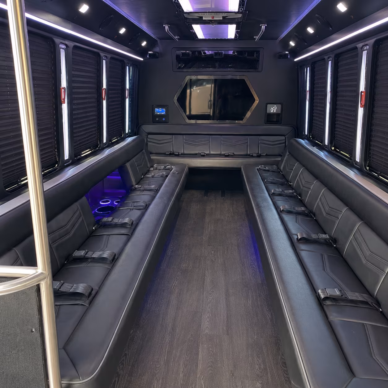 elizabeth 18 passenger party bus interior