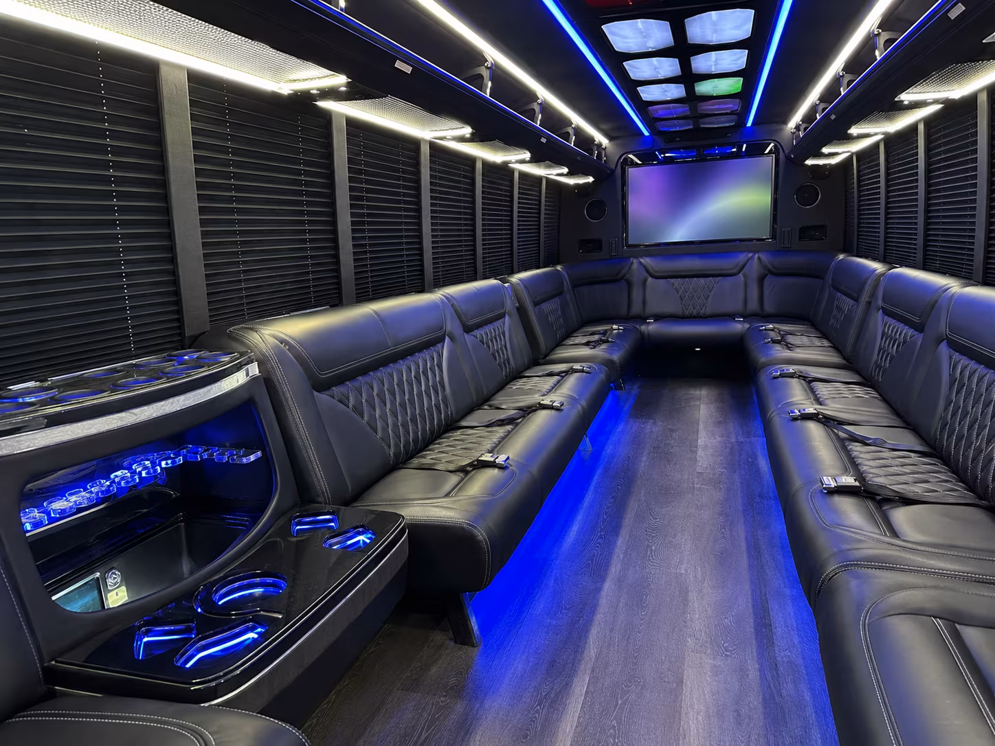 elizabeth 20 passenger party bus inside
