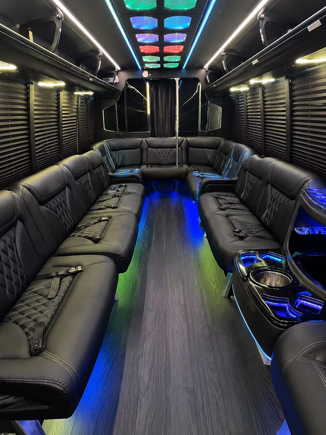 elizabeth 20 passenger party bus interior
