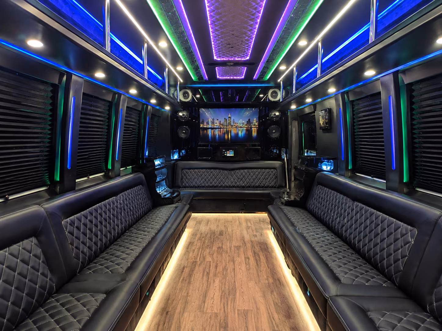 elizabeth 25 passenger party bus interior