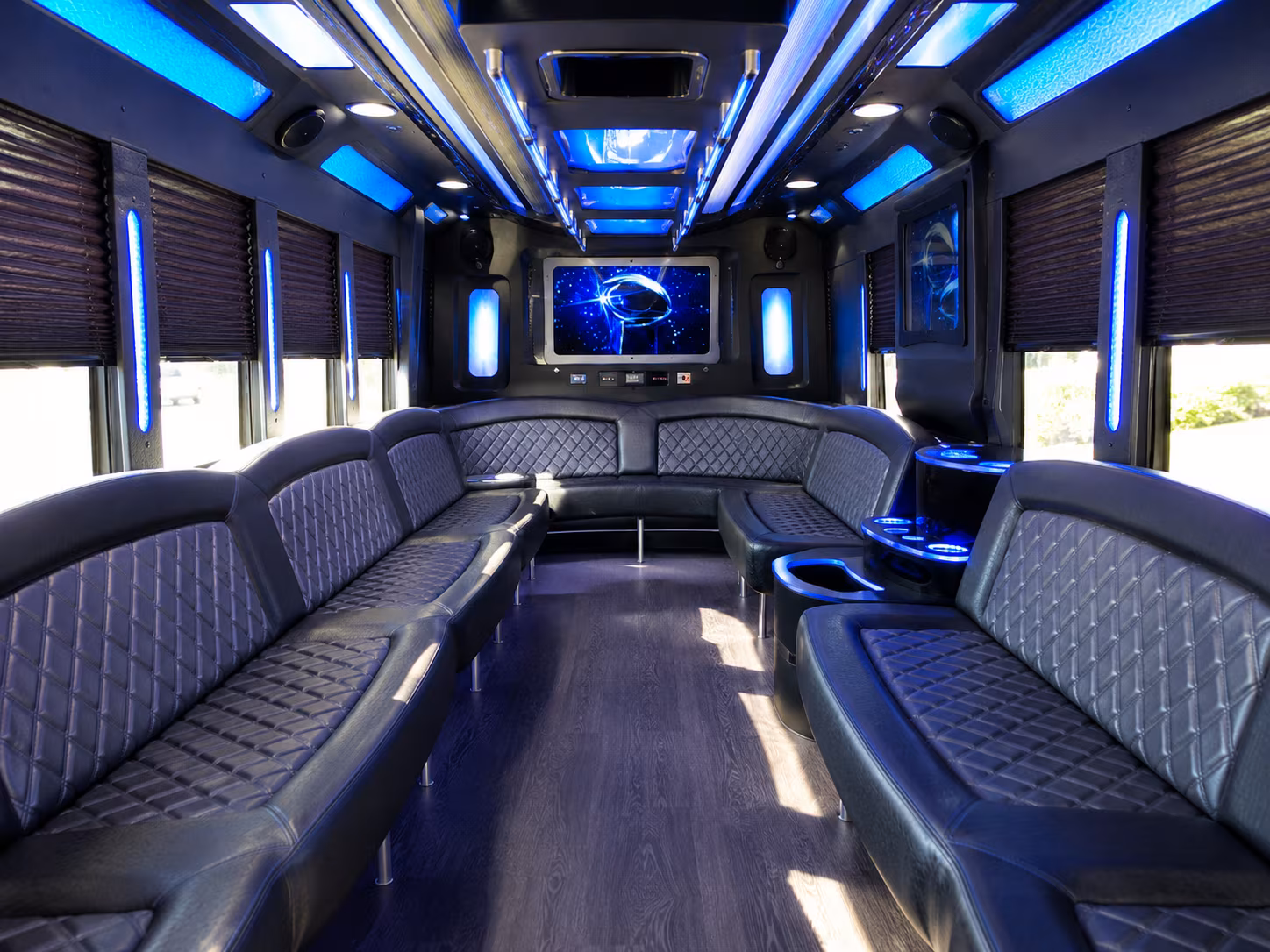 elizabeth 28 passenger party bus inside