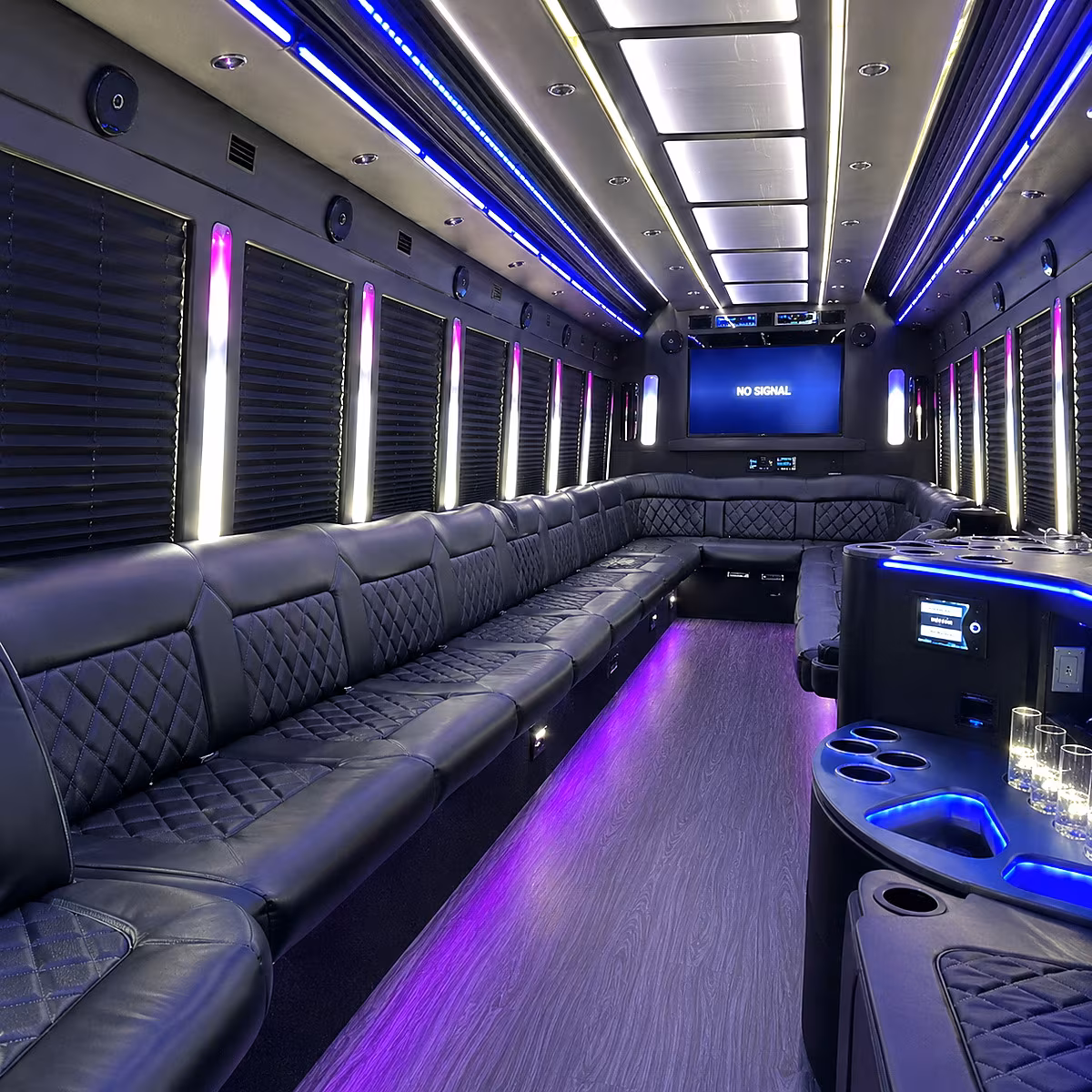 elizabeth 30 passenger party bus inside
