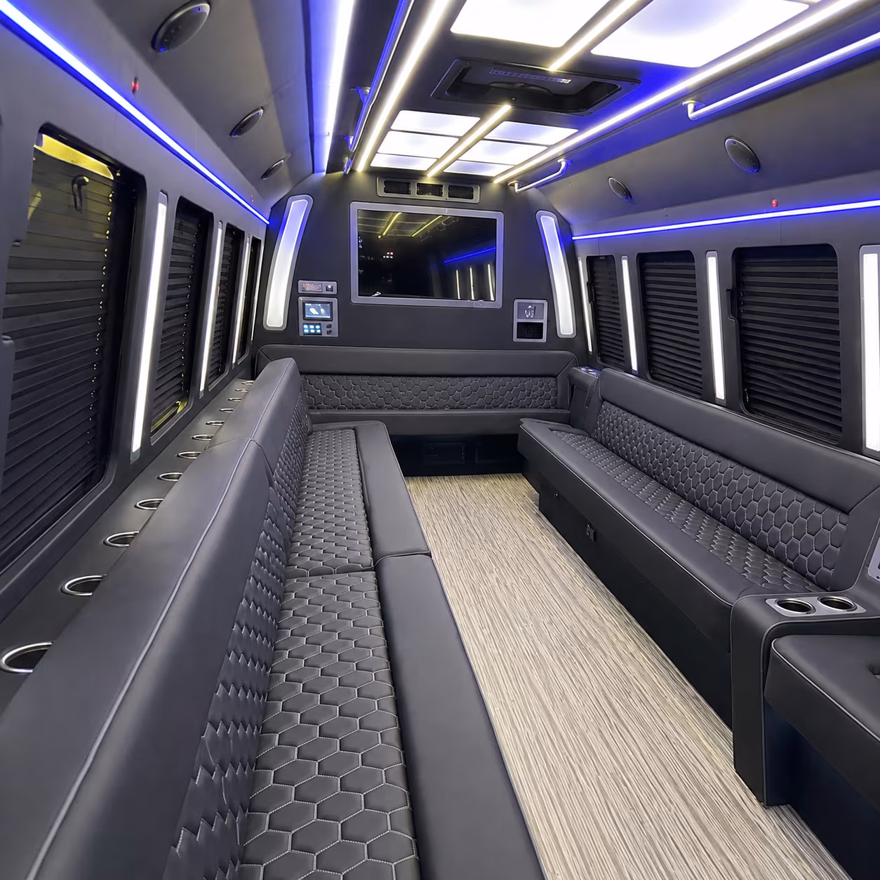 elizabeth 40 passenger party bus inside
