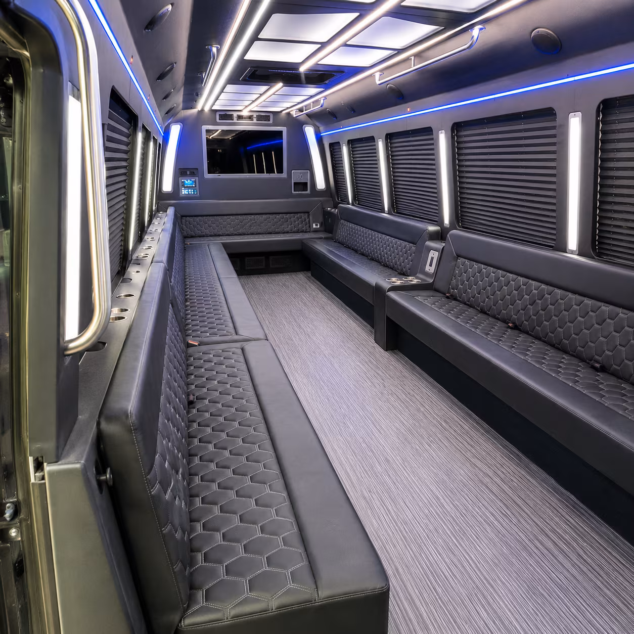 elizabeth 40 passenger party bus interior