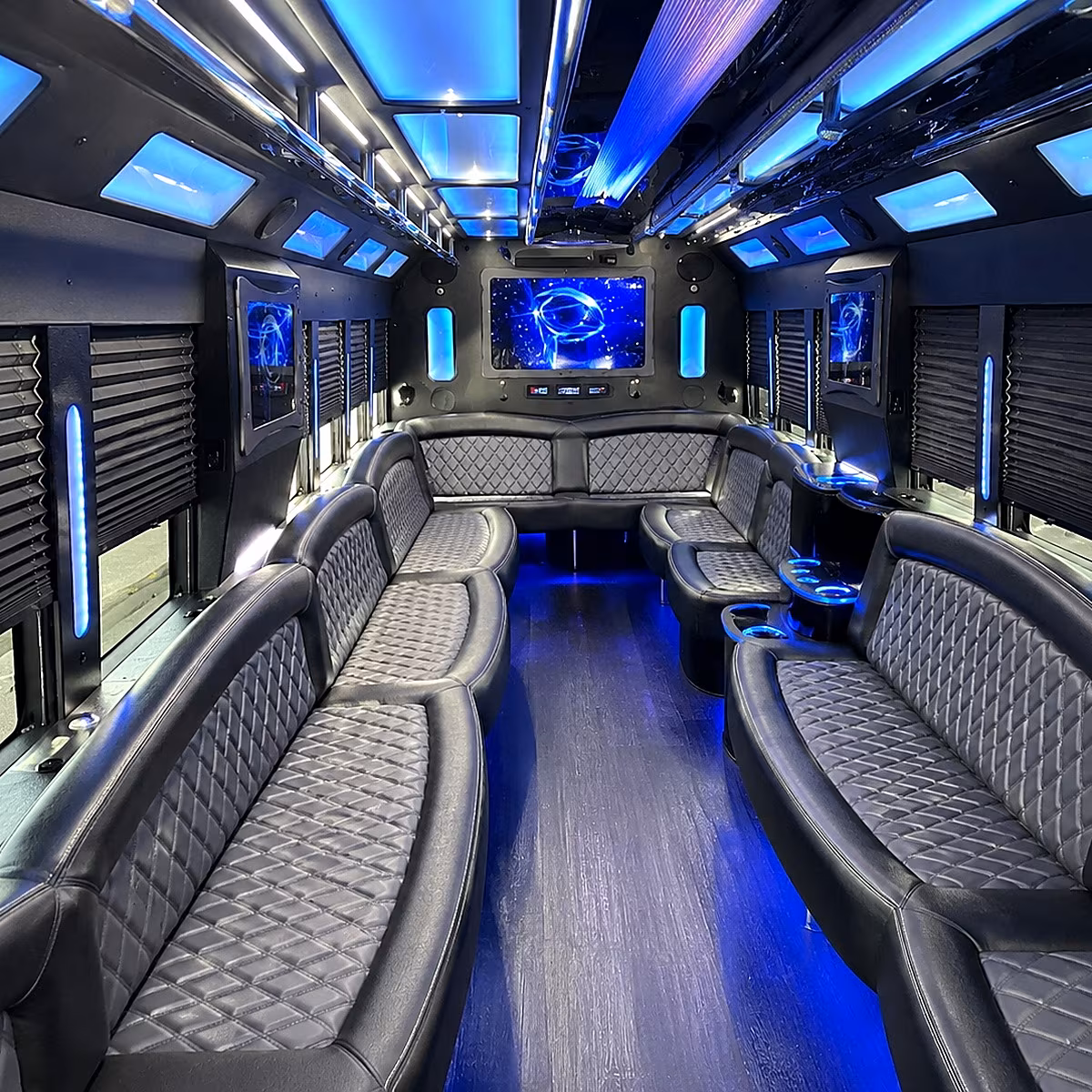 elizabeth 50 passenger party bus interior